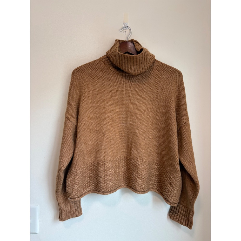 Madewell Merino Wool Blend Turtleneck Sweater Camel Brown Women Med Neutral Boho